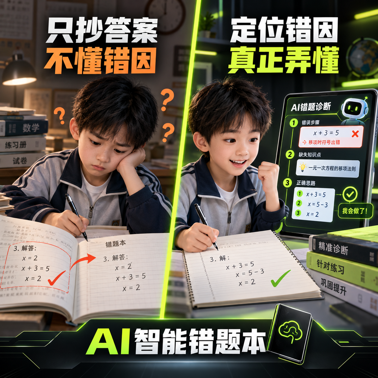 第3张：分析错误原因。结合题目和作答，提供错误原因与解题思路，帮助回看关键步骤。